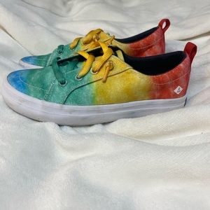 girls rainbow glitter sperrys
